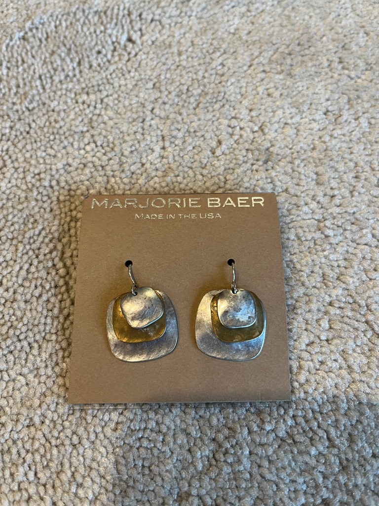 Nwt Marjorie Baer Gold And Silver Tone Drop Earrings.